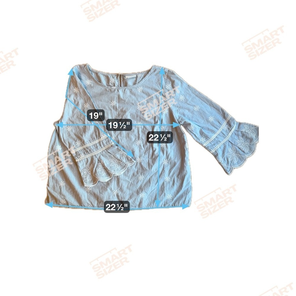 Liz Claiborne Blue Ruffled Boxy Blouse - Picture 7 of 7